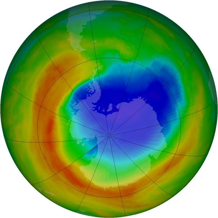 Antarctic ozone map for 03 November 1991
